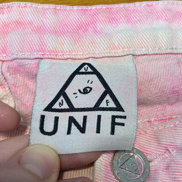 UNIF Womens Size 28 Tie Dye Pastel Distressed High Waisted Jean Short Shorts - Picture 10 of 13